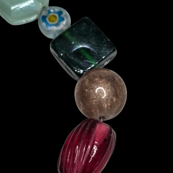 Vintage Artisan Hand Crafted Assorted Mixed Handmade Art Glass Beaded Bracelet - Picture 4 of 9